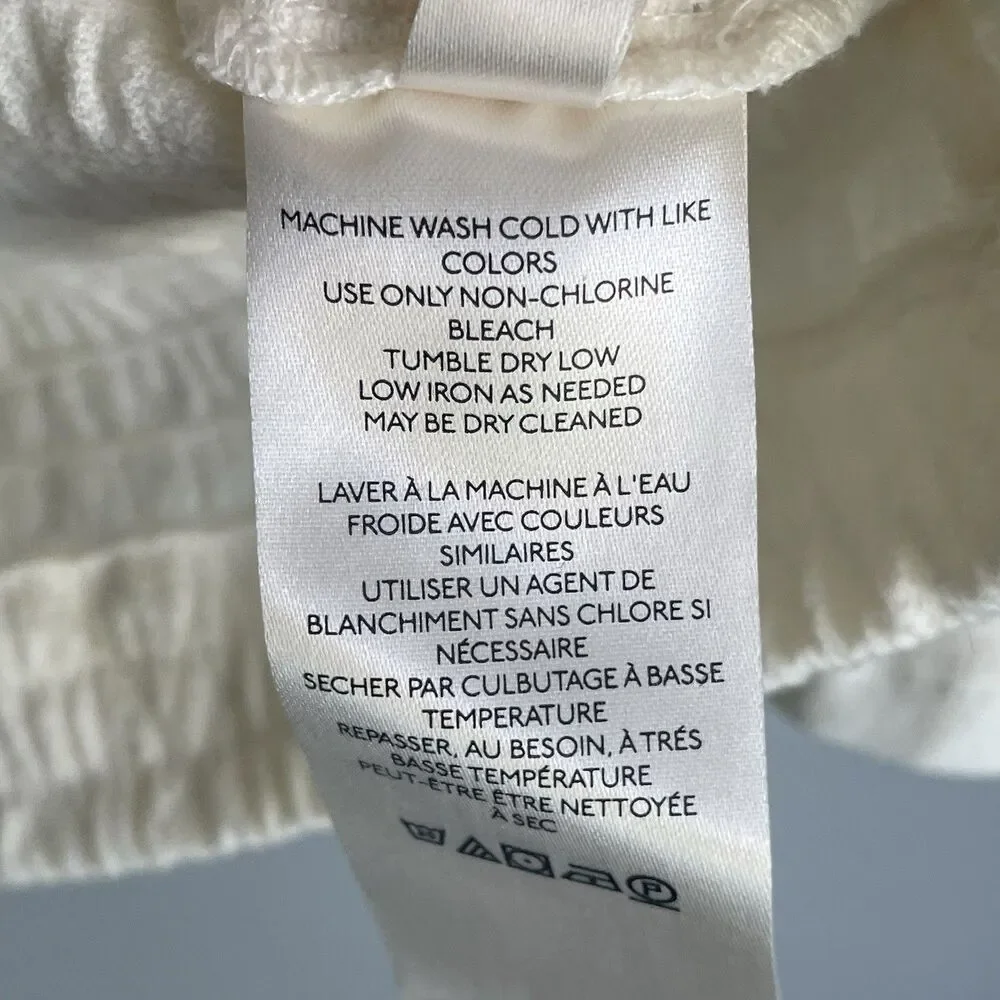 Anthropologie Smocked Bell Sleeve Top Size XS Cream Boho Chic Festival